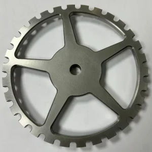 Estrella indexador metálica para maquinaria farmacéutica.